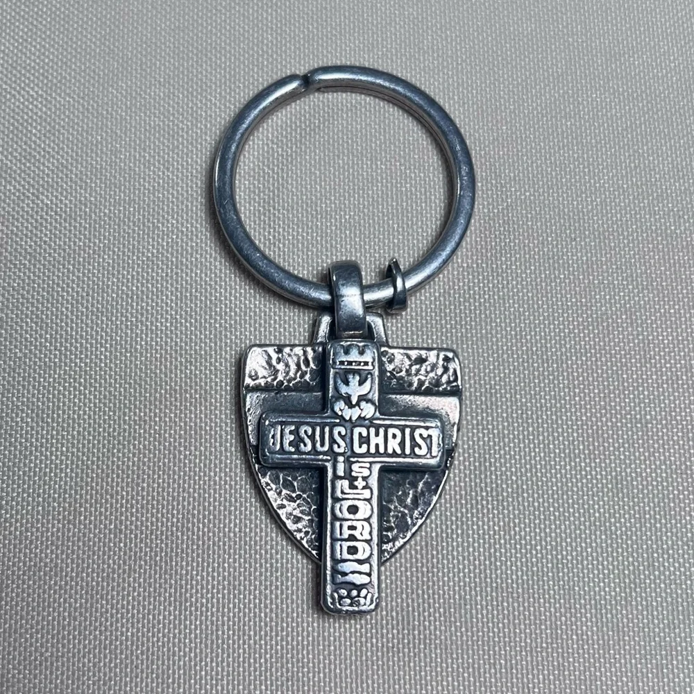 James Avery Two Pieces‎ Fused Fear Not Key Ring w/ Cross Pendant Sterling 925